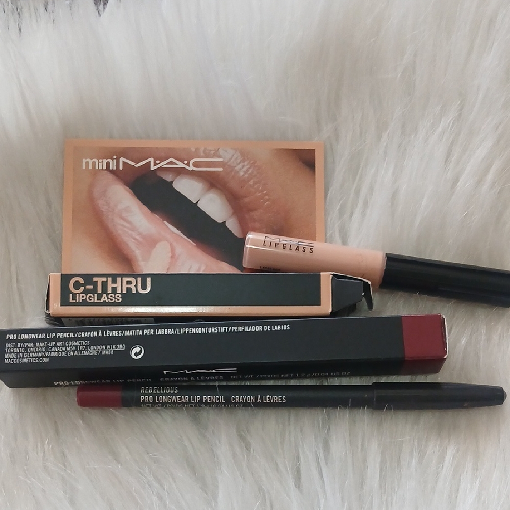 MAC Cosmetics C-THRU Lipglass & REBELLIOUS  Lip Pencil